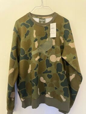 Staple Green and Tan Camo Pigeon Crewneck Sweatshirt nwt